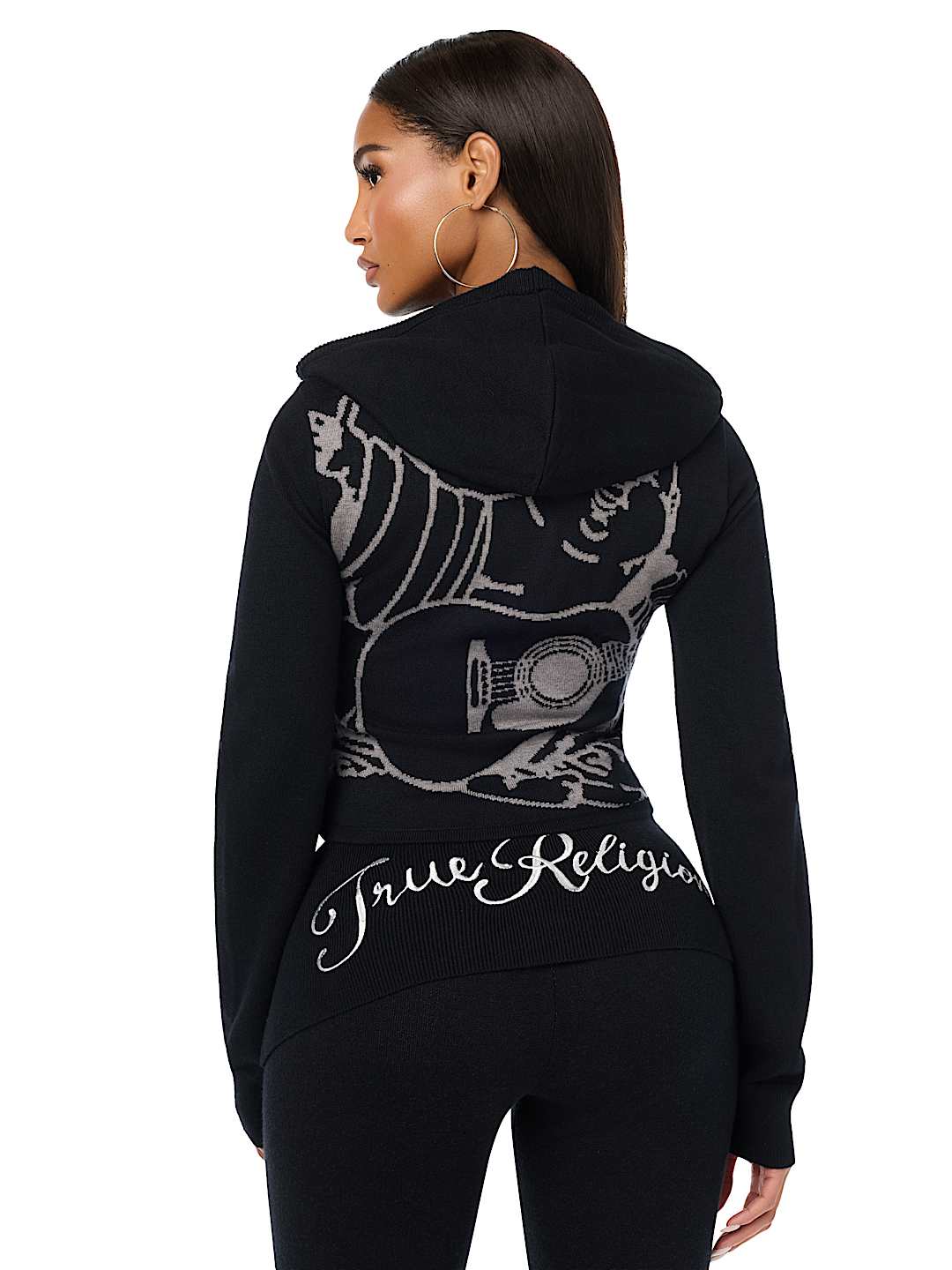 DOUBLE-ZIP EMBROIDERED SWEATER JACKET