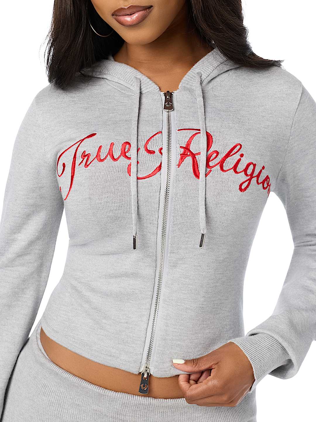 DOUBLE-ZIP EMBROIDERED SWEATER JACKET