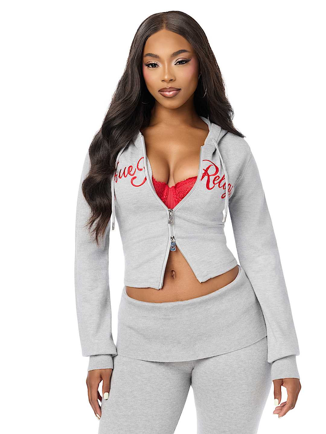 DOUBLE-ZIP EMBROIDERED SWEATER JACKET