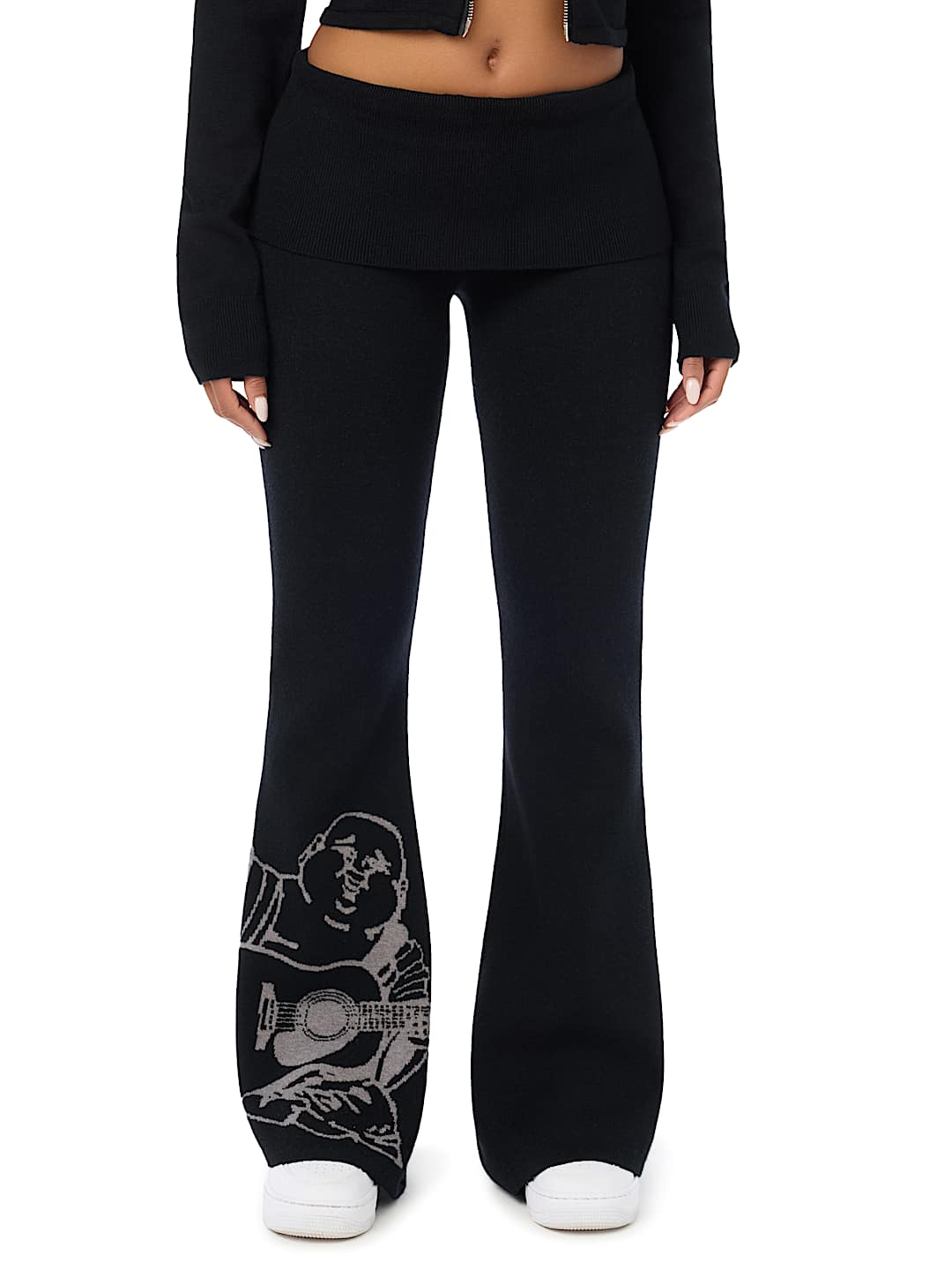 FOLDOVER WAISTBAND BOOTCUT SWEATPANT
