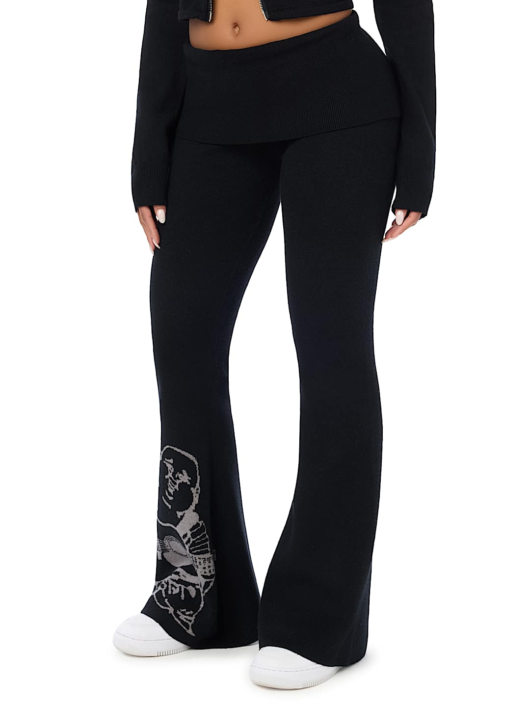 FOLDOVER WAISTBAND BOOTCUT SWEATPANT