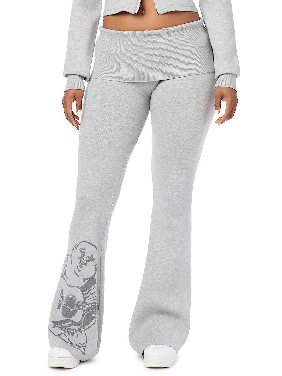 FOLDOVER WAISTBAND BOOTCUT SWEATPANT