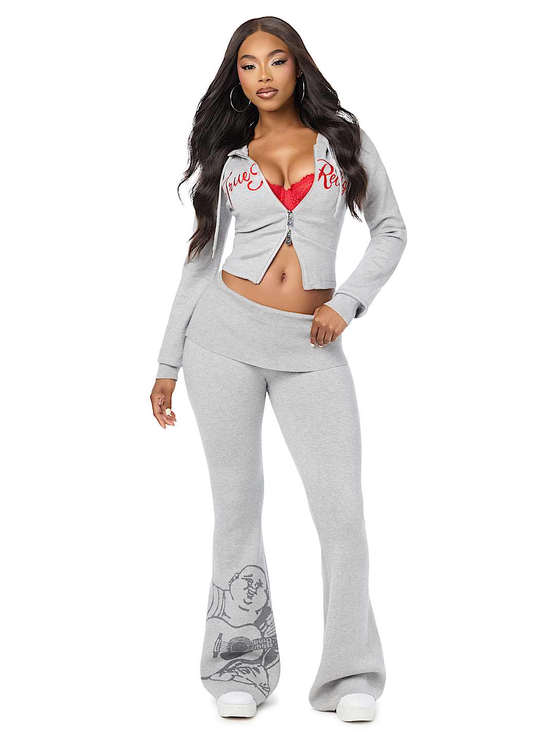 FOLDOVER WAISTBAND BOOTCUT SWEATPANT