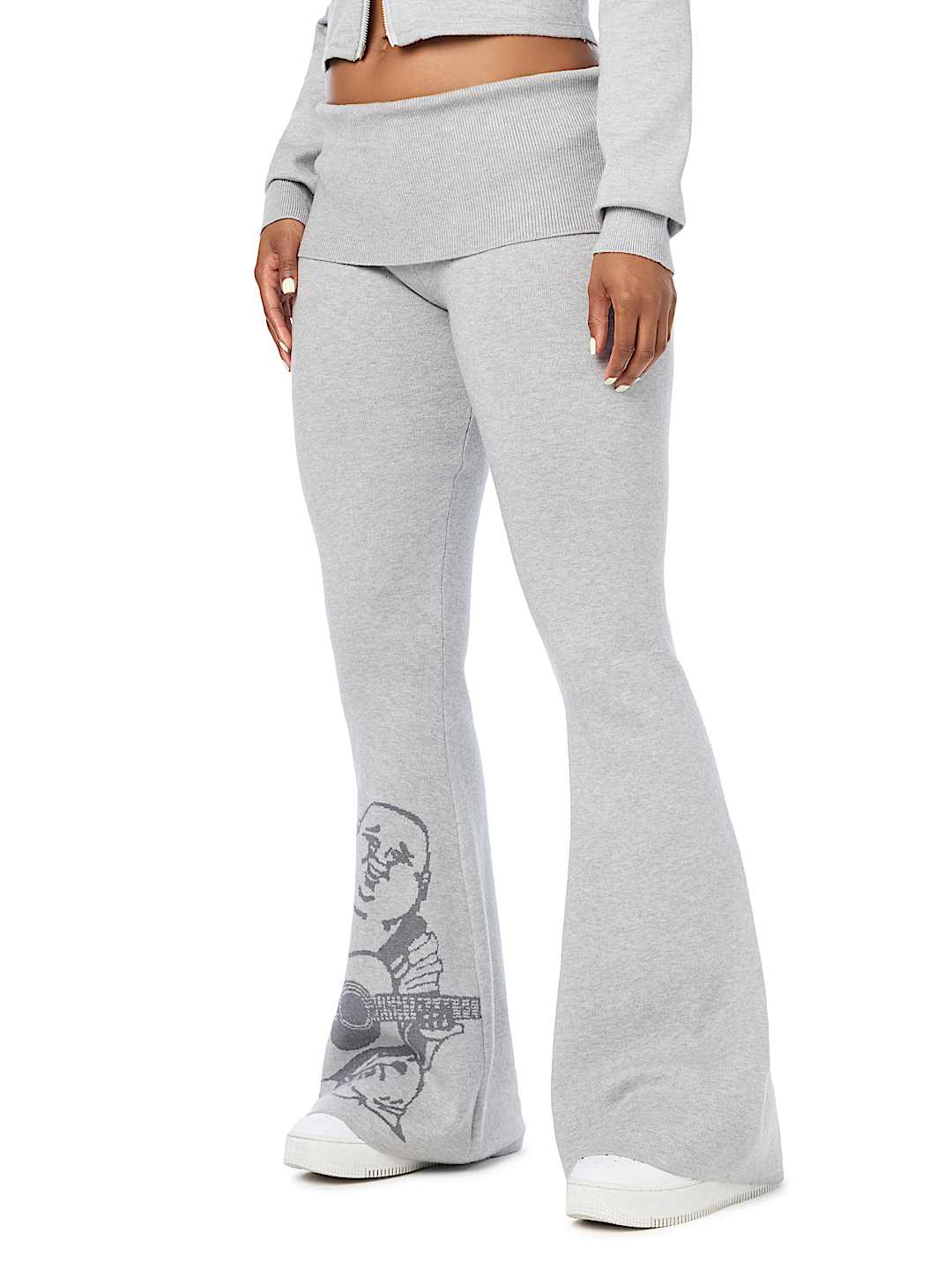 FOLDOVER WAISTBAND BOOTCUT SWEATPANT