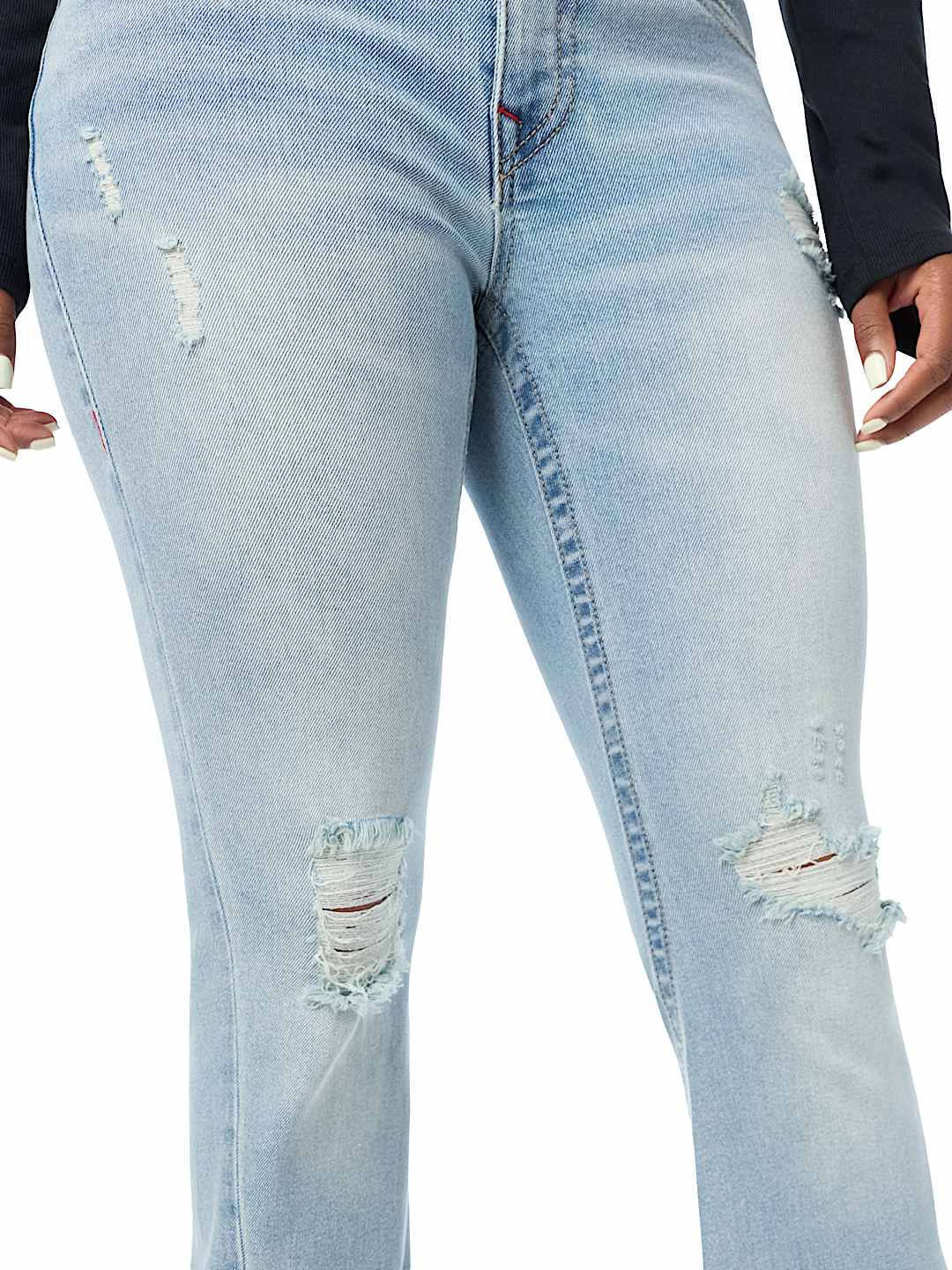 JOEY MID RISE DISTRESSED FLAP FLARE JEAN