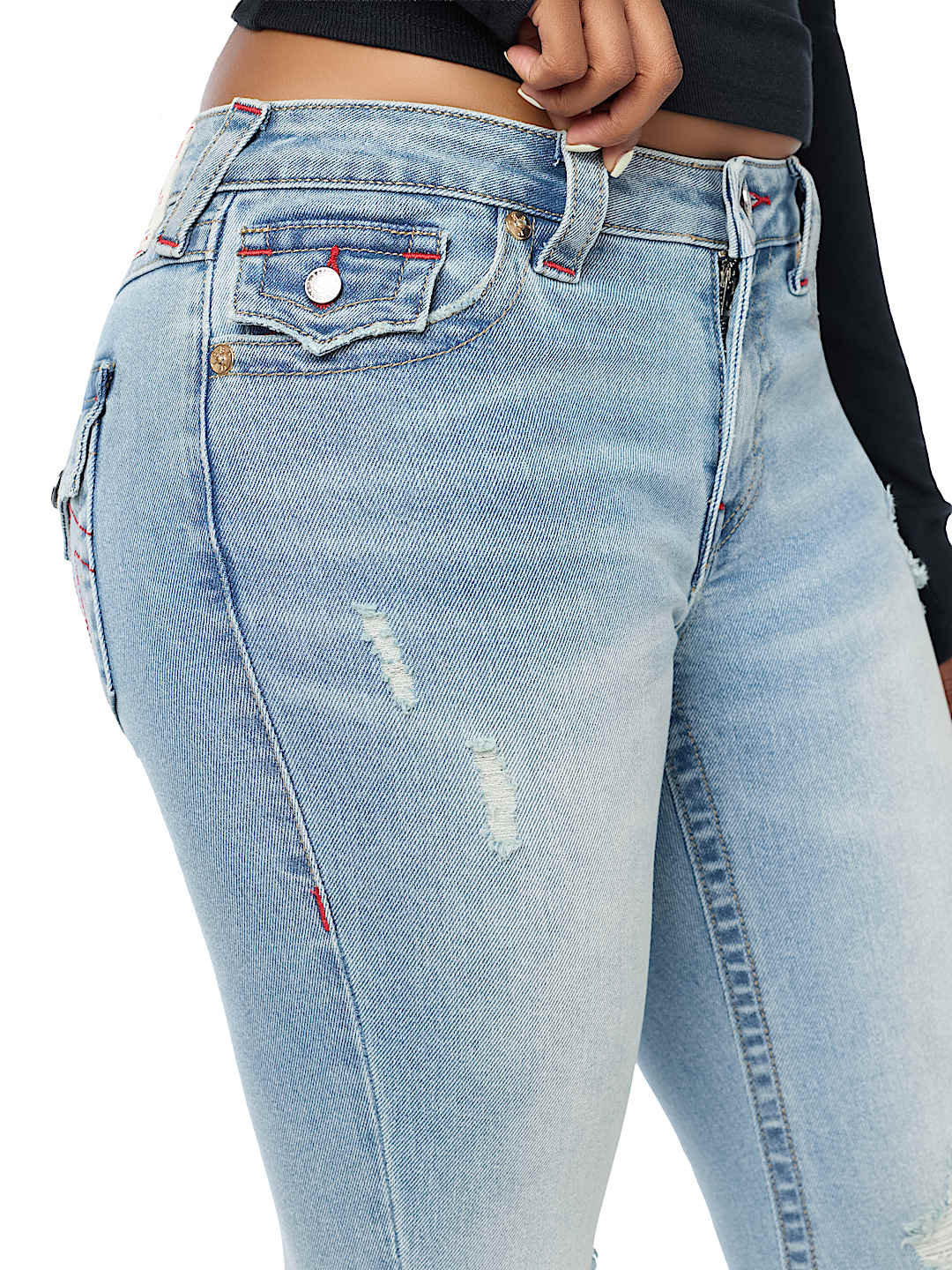 JOEY MID RISE DISTRESSED FLAP FLARE JEAN