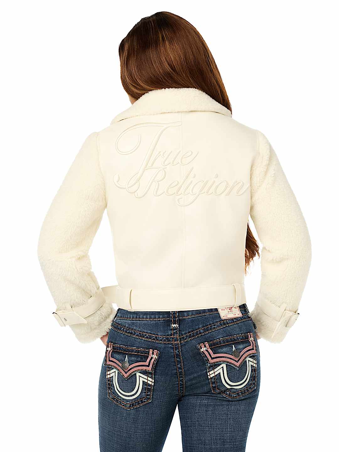 FAUX LEATHER SHERPA AVIATOR JACKET