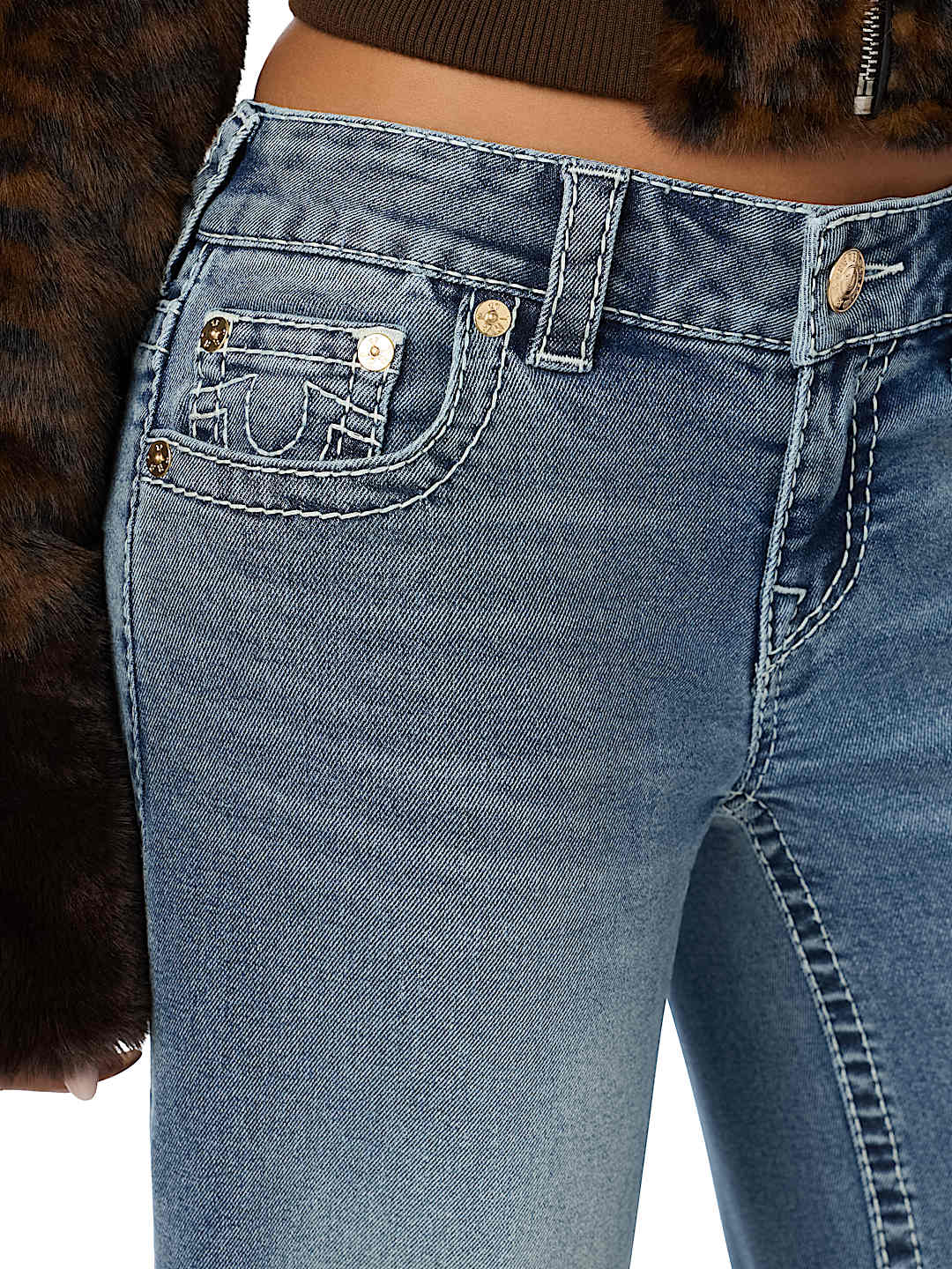 BOBBI LOW RISE LEOPARD FUR BIG T BAGGY JEAN