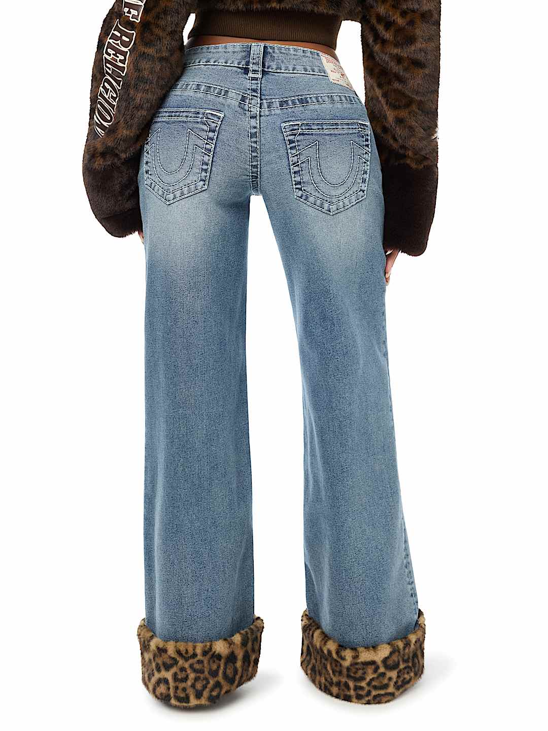 BOBBI LOW RISE LEOPARD FUR BIG T BAGGY JEAN