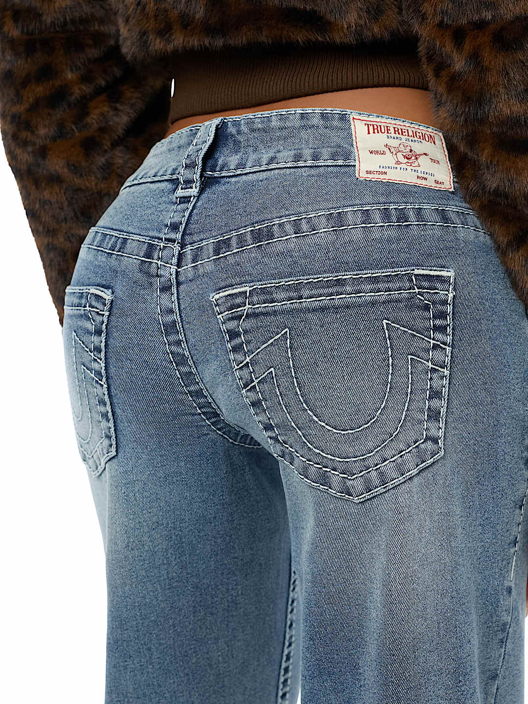 BOBBI LOW RISE LEOPARD FUR BIG T BAGGY JEAN