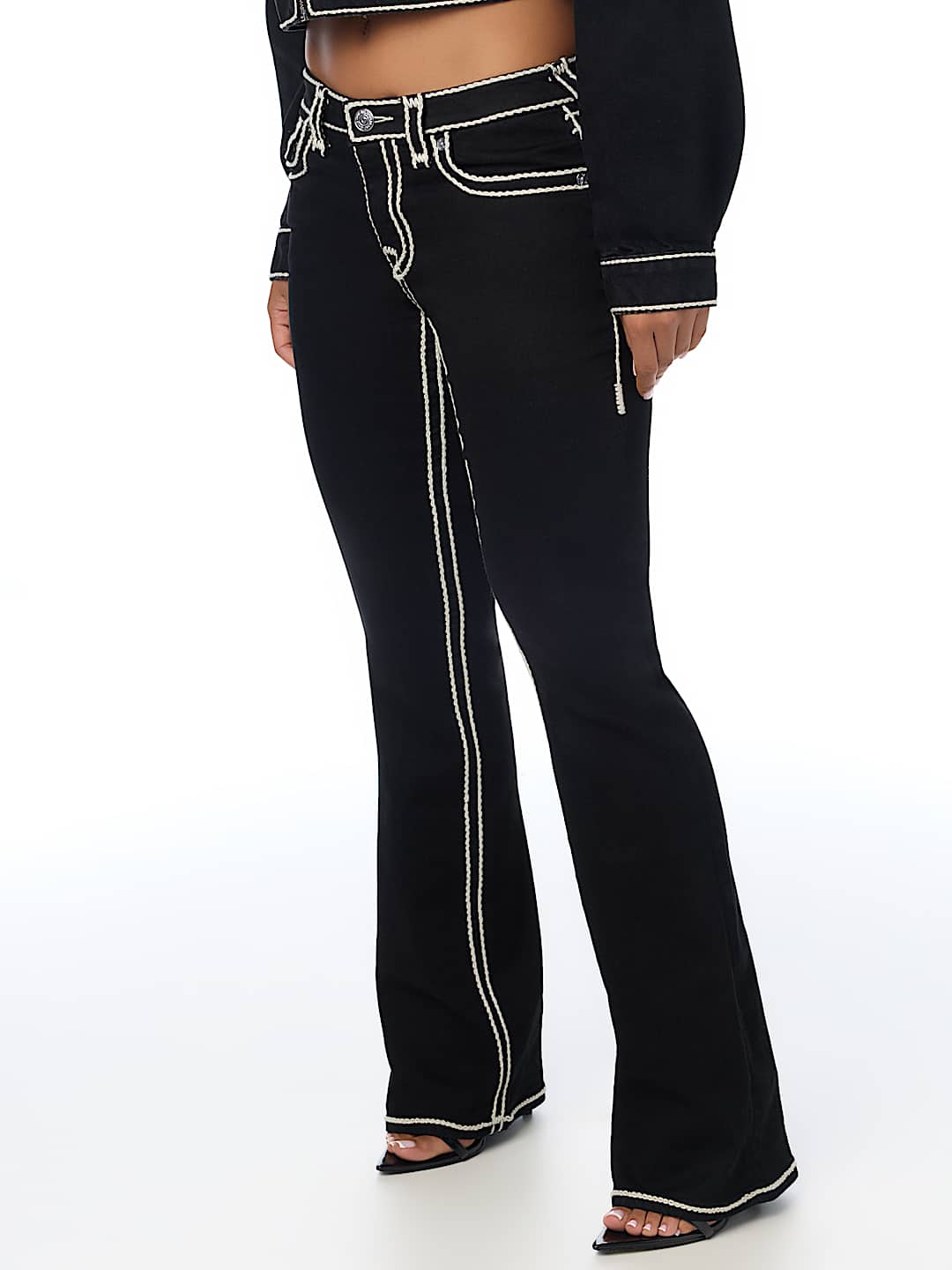 BECCA MID RISE ROPE STITCH FLAP BOOTCUT JEAN