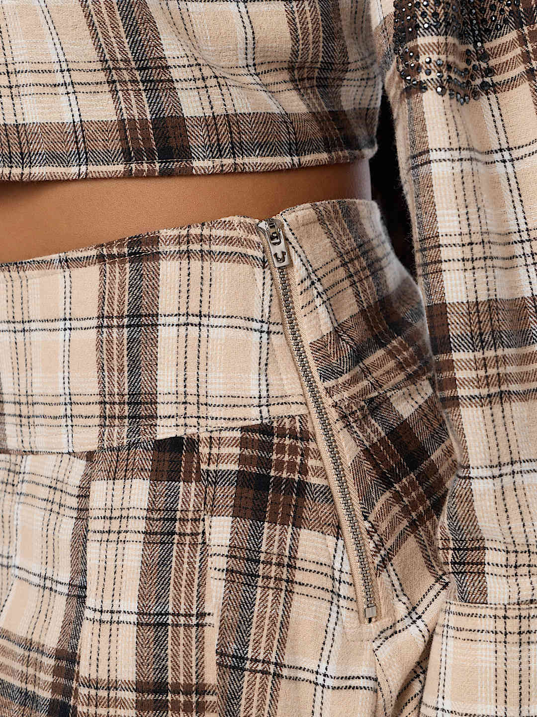 CRYSTAL PLAID MINI PLEATED SKIRT