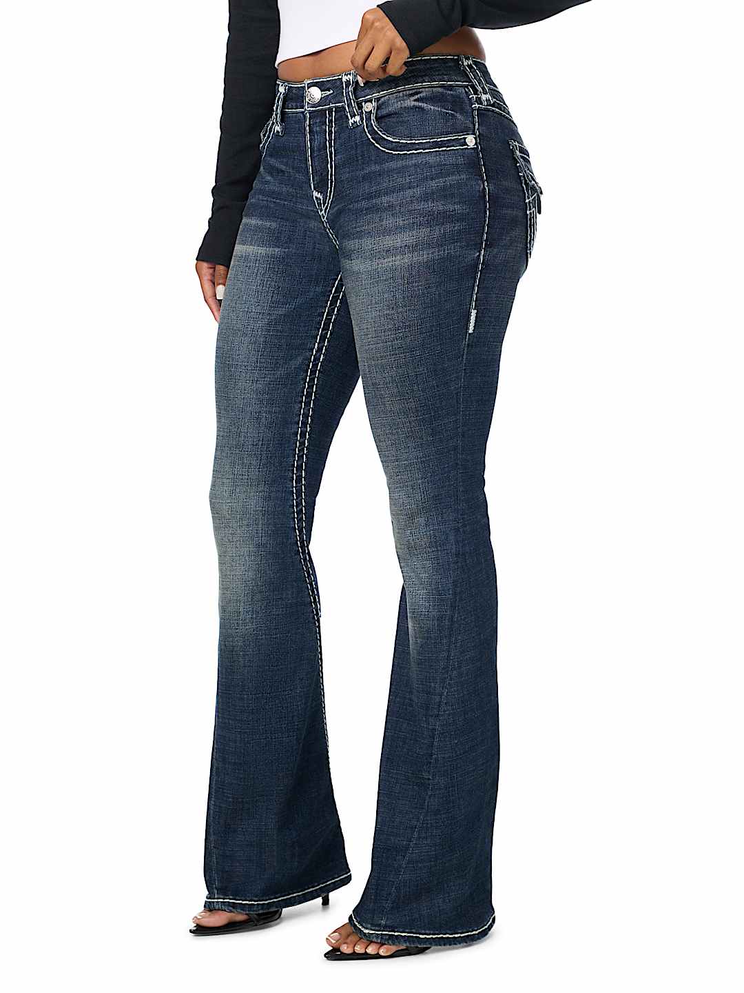 JOEY MID RISE SUPER T FLAP FLARE JEAN
