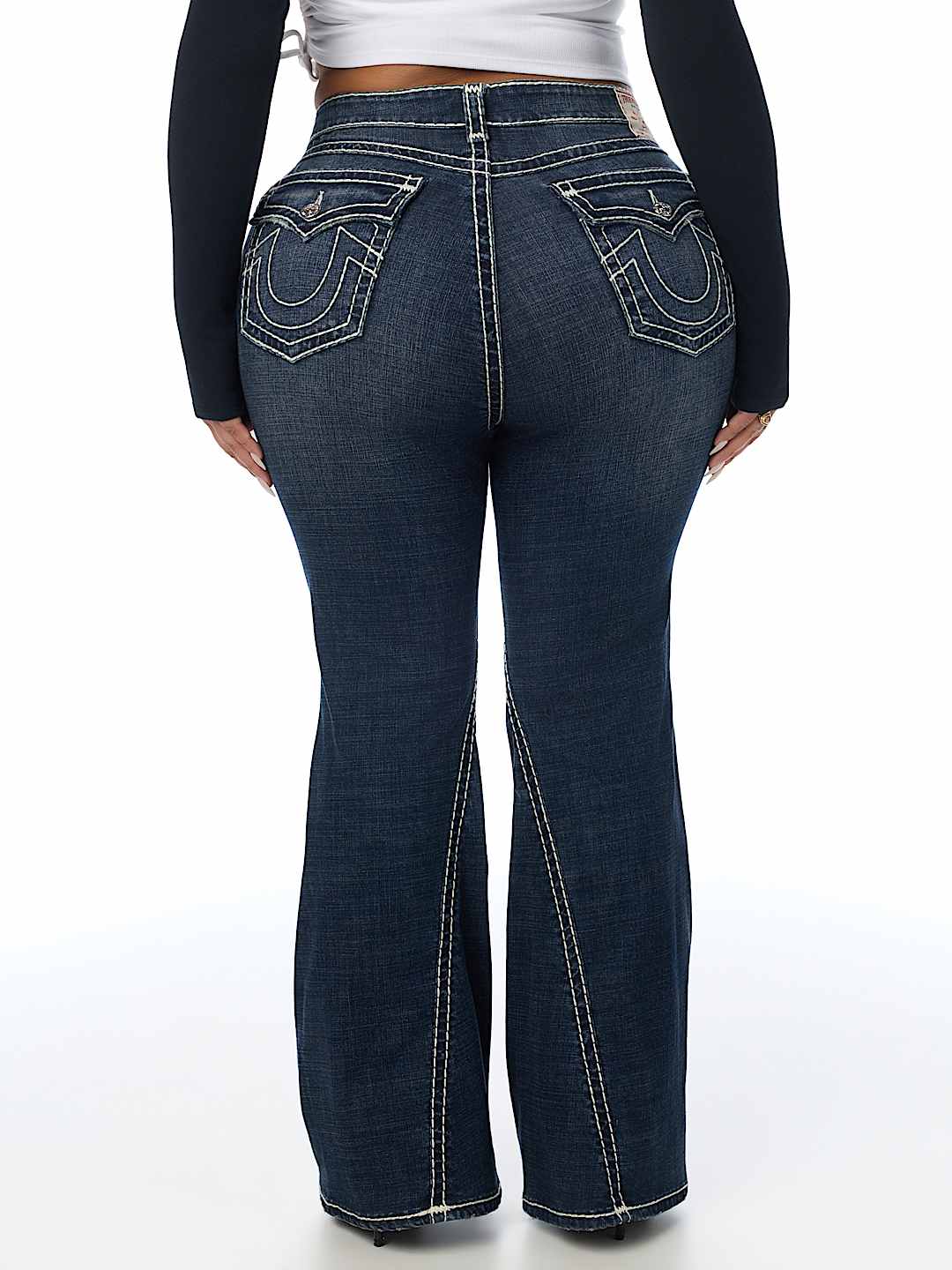 PLUS JOEY MID RISE SUPER T FLAP FLARE JEAN