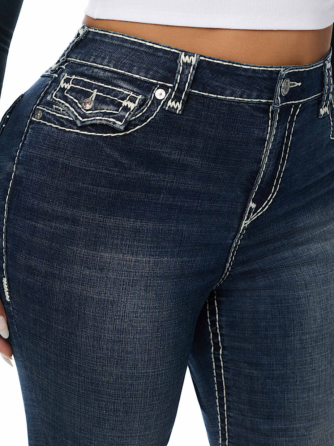 PLUS JOEY MID RISE SUPER T FLAP FLARE JEAN