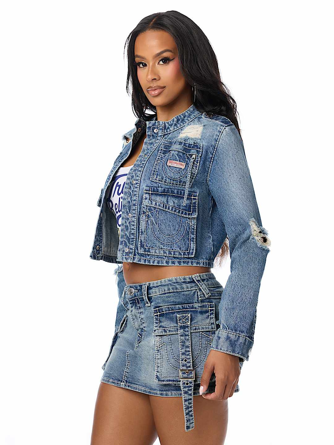 DISTRESSED BIG T CARGO JACKET