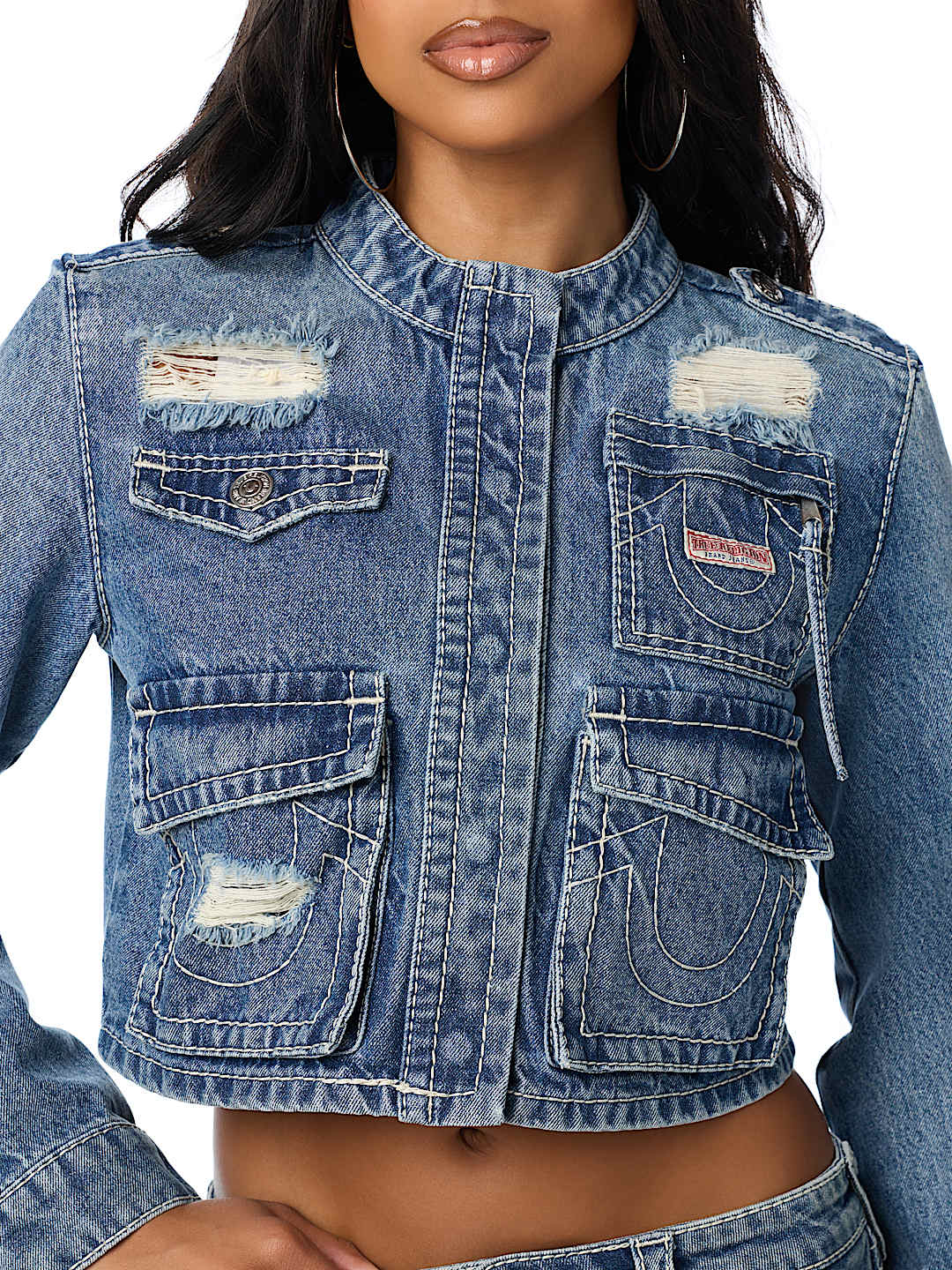 DISTRESSED BIG T CARGO JACKET