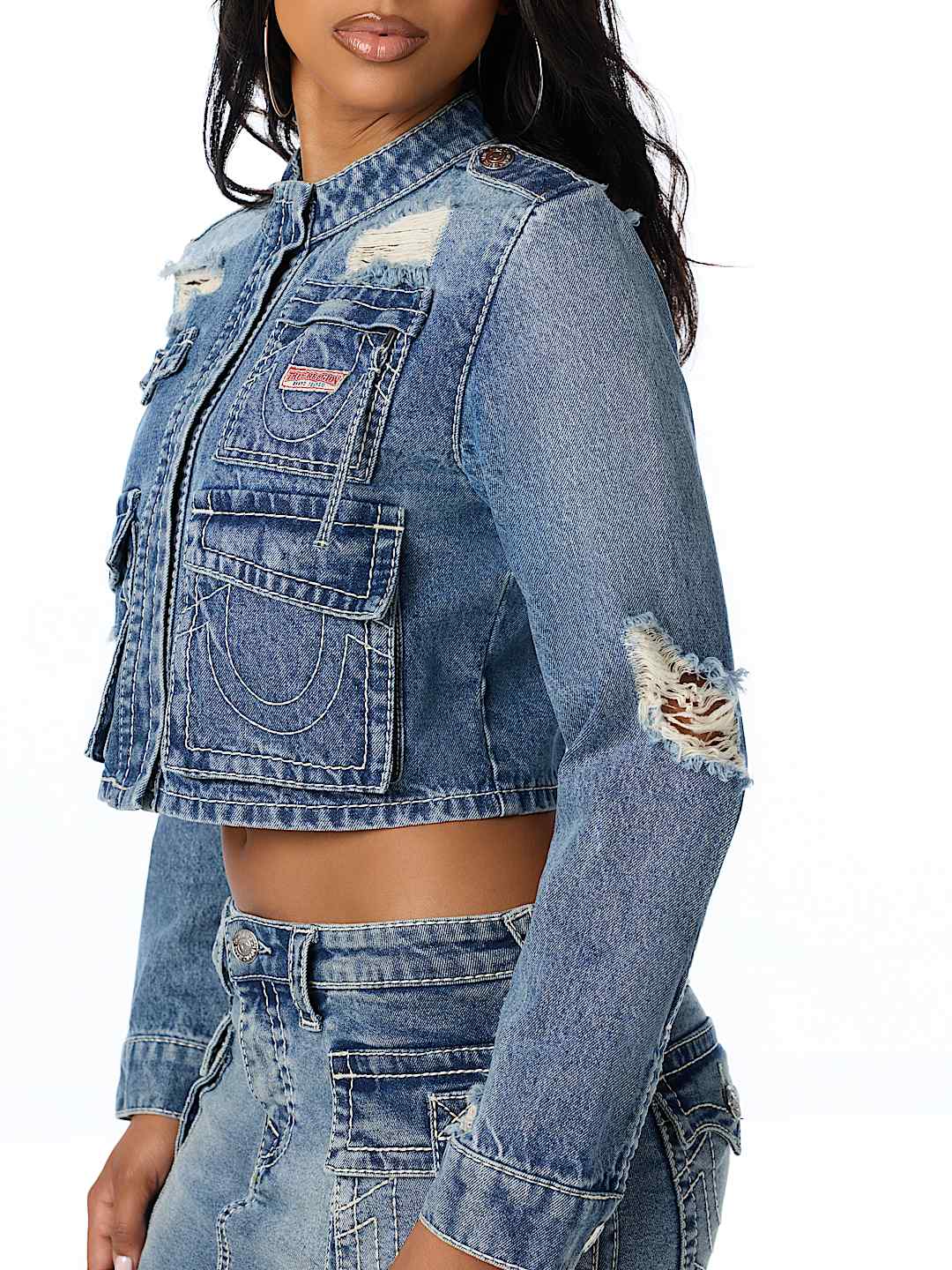 DISTRESSED BIG T CARGO JACKET