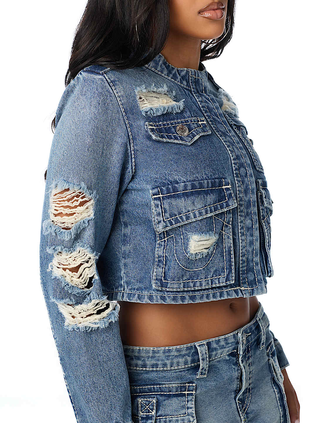 DISTRESSED BIG T CARGO JACKET
