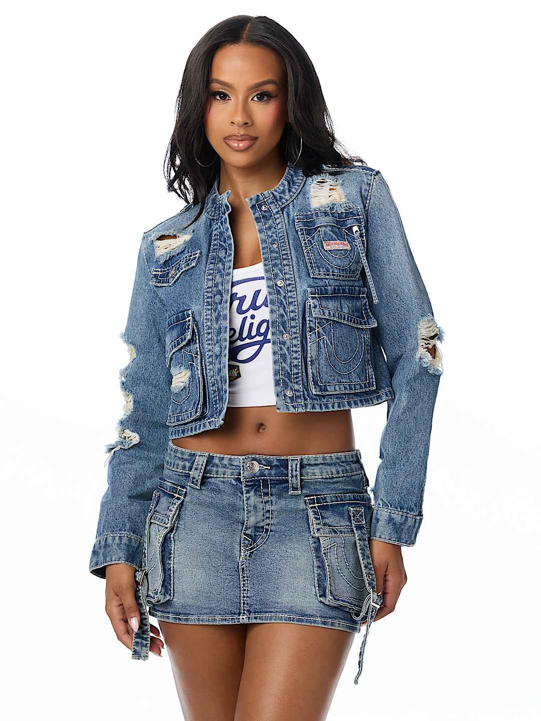 DISTRESSED BIG T CARGO JACKET