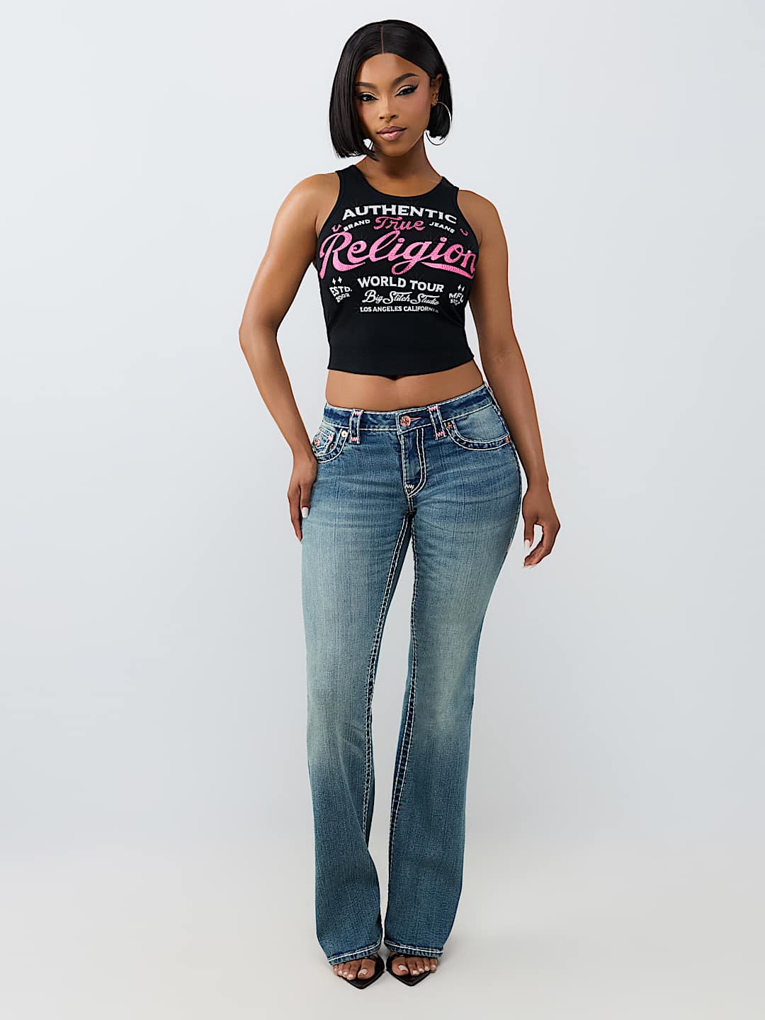 CRYSTAL LOGO RIBBED TANK TOP