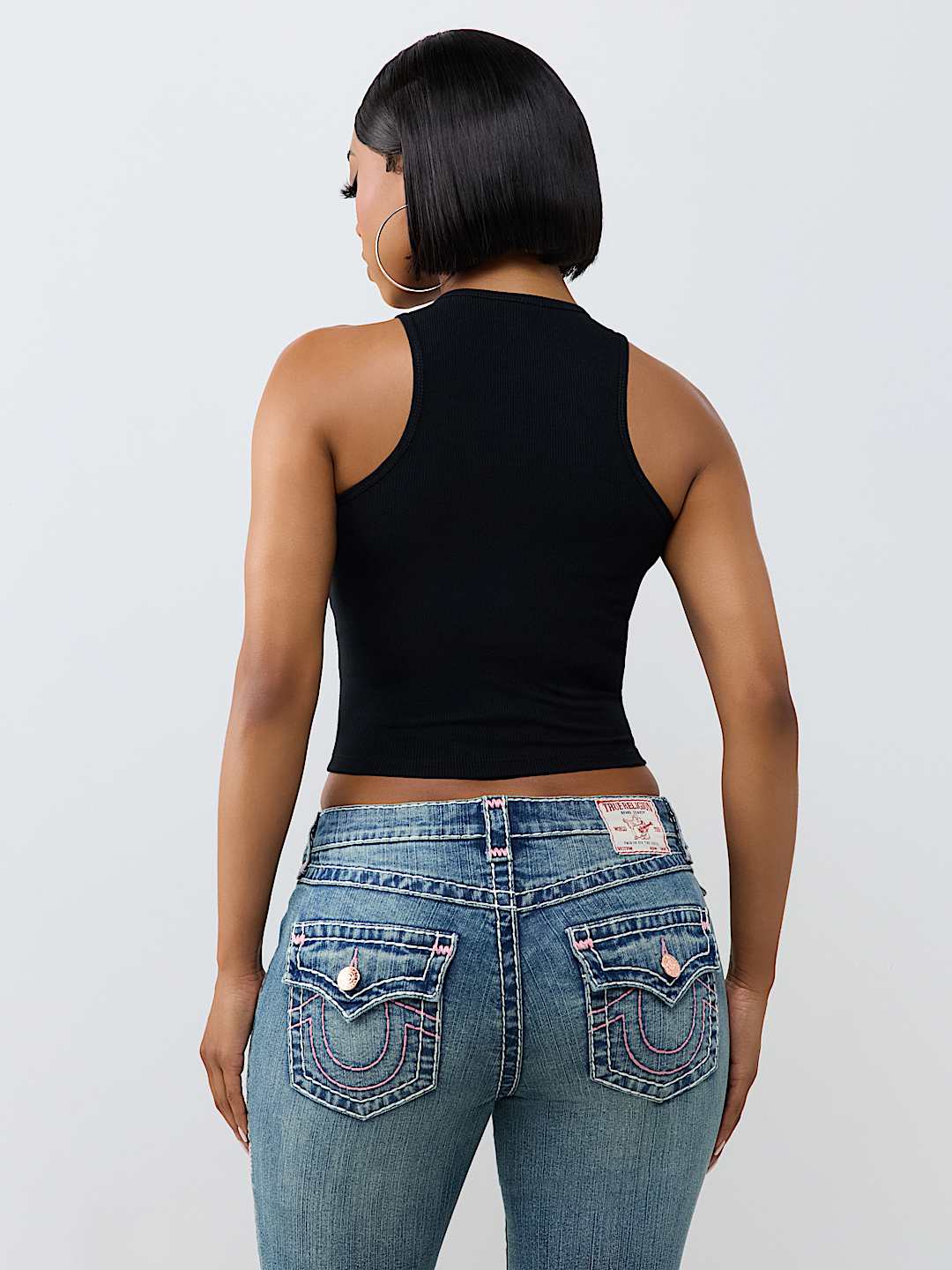 CRYSTAL LOGO RIBBED TANK TOP
