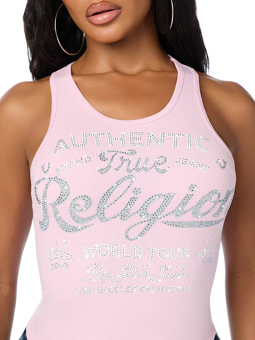 CRYSTAL LOGO RIBBED TANK TOP