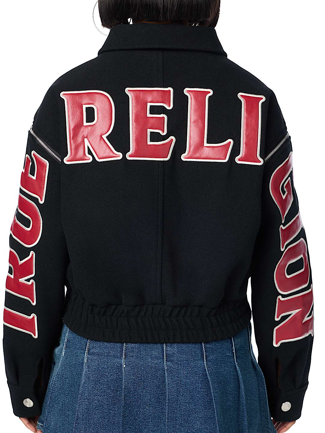 EMBROIDERED WOOL MOTO JACKET