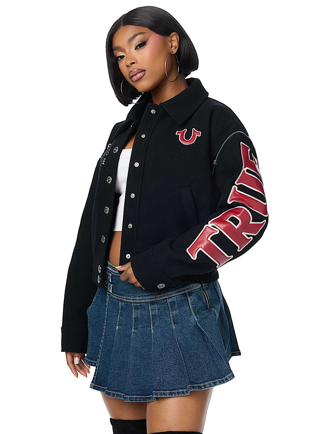 EMBROIDERED WOOL MOTO JACKET