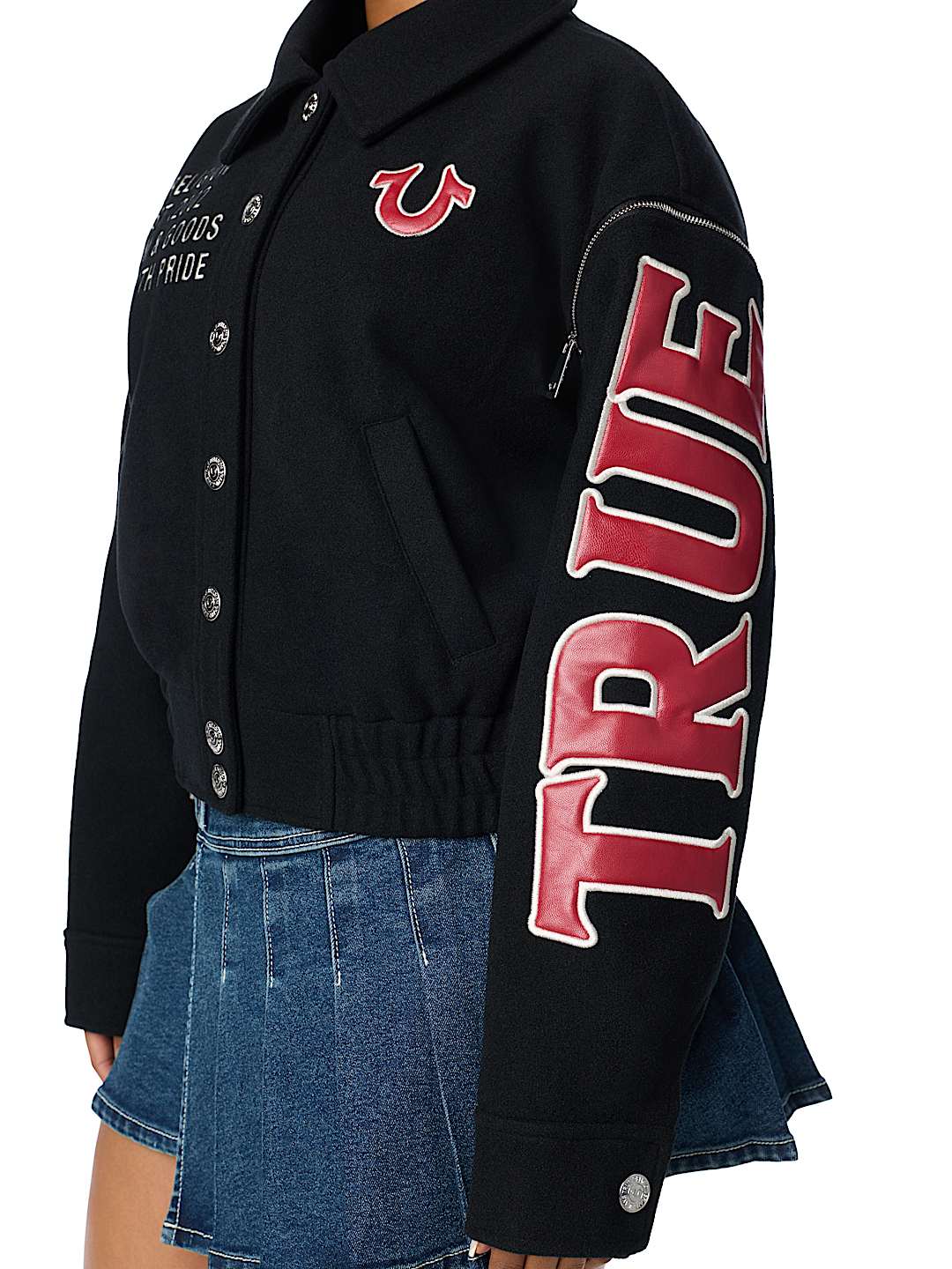 EMBROIDERED WOOL MOTO JACKET
