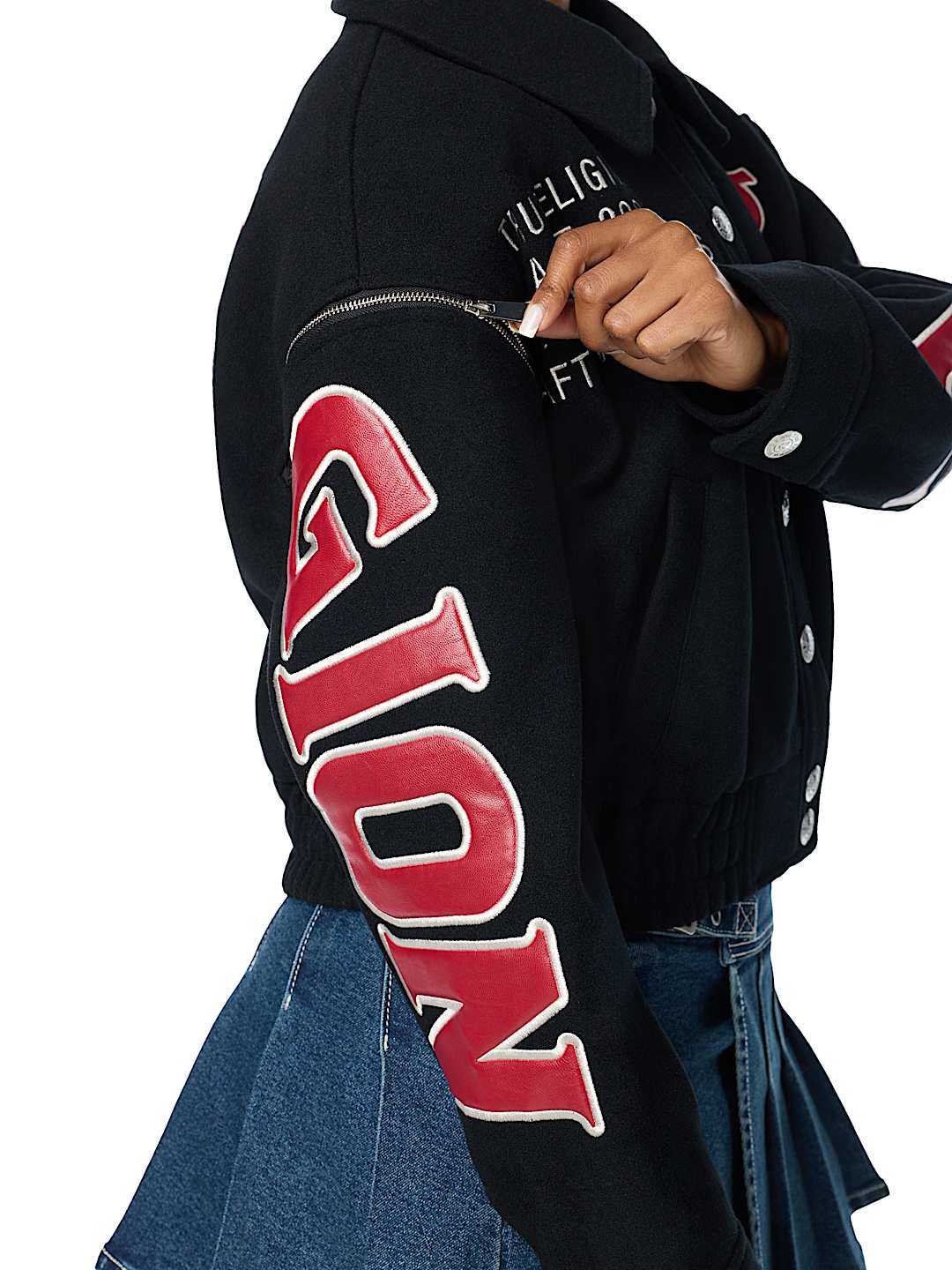 EMBROIDERED WOOL MOTO JACKET