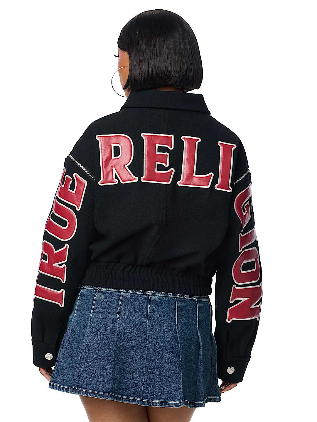 EMBROIDERED WOOL MOTO JACKET