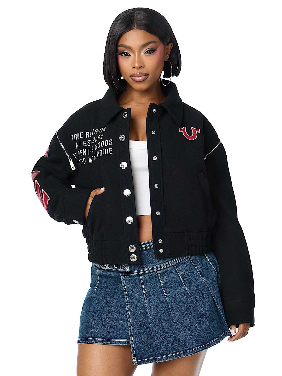 EMBROIDERED WOOL MOTO JACKET