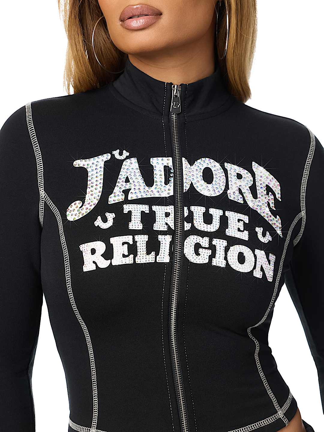 VESTE EN RATINE &Agrave; FERMETURE &Eacute;CLAIR ET LOGO &laquo;&nbsp;J&rsquo;ADORE&nbsp;&raquo; EN CRISTAUX