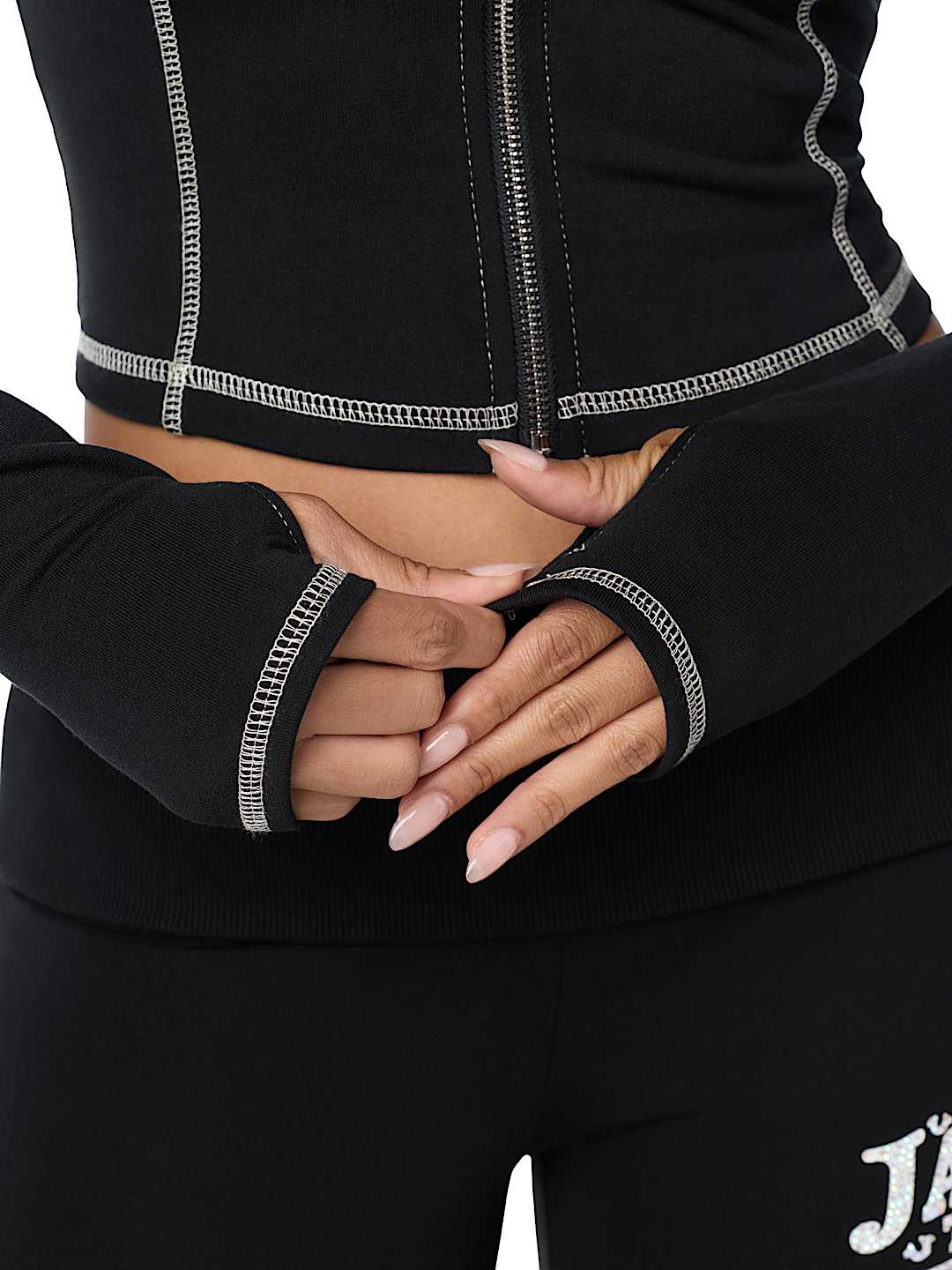 VESTE EN RATINE &Agrave; FERMETURE &Eacute;CLAIR ET LOGO &laquo;&nbsp;J&rsquo;ADORE&nbsp;&raquo; EN CRISTAUX