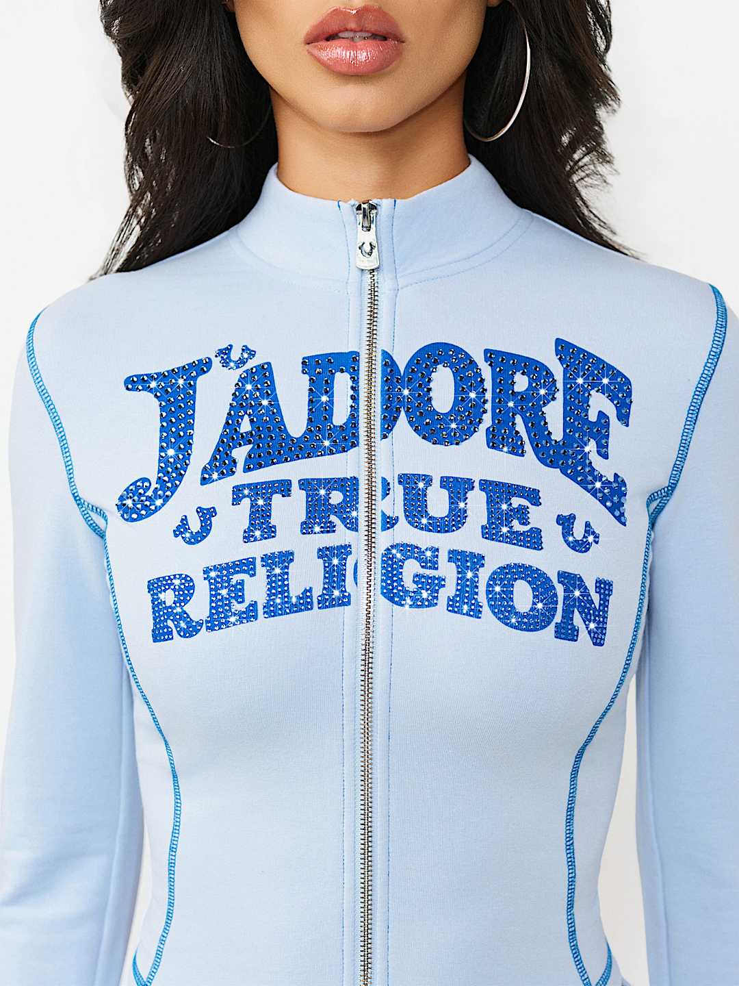 CRYSTAL J'ADORE TERRY ZIP-UP JACKET, image 3