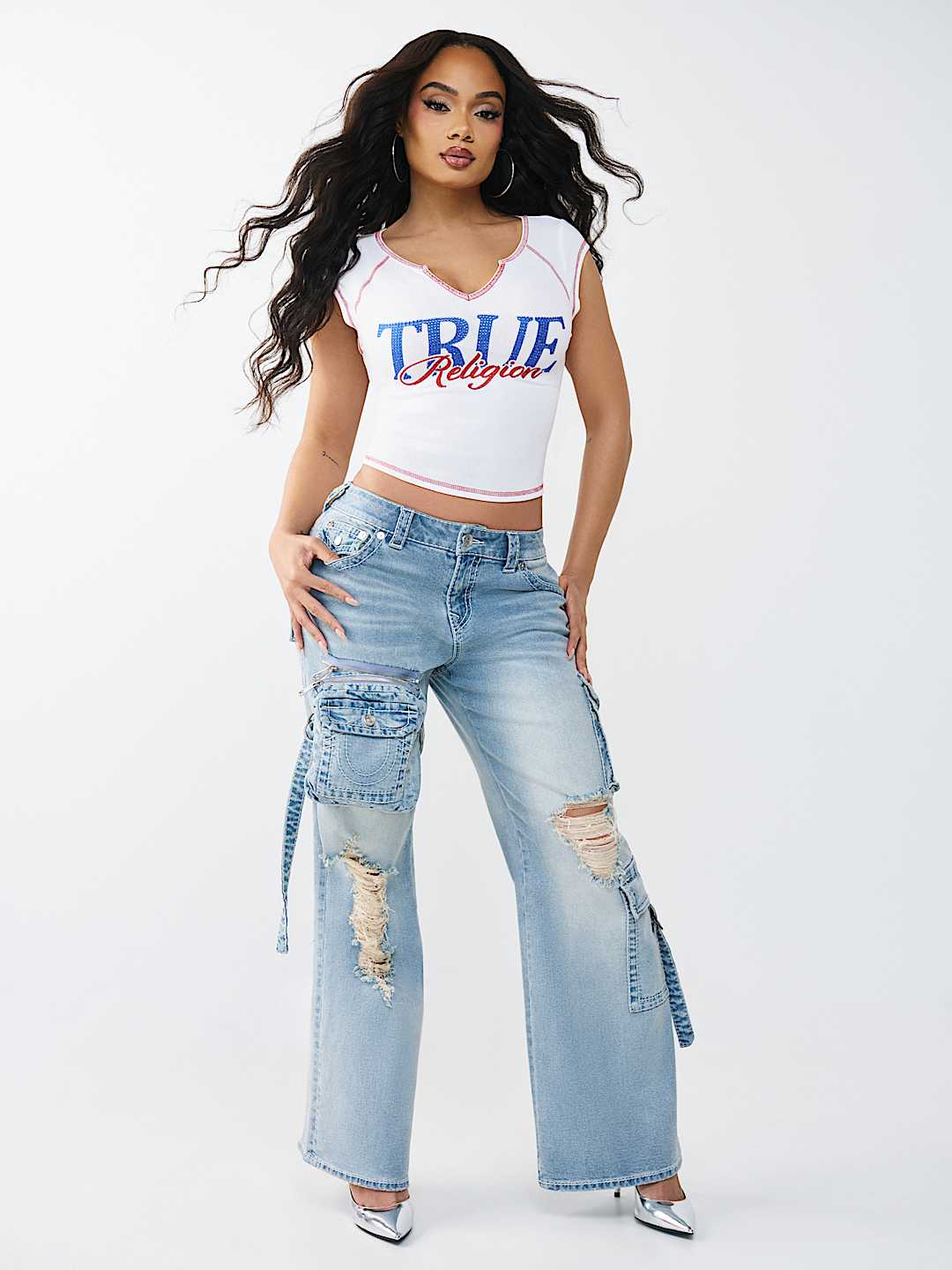 CRYSTAL RIBBED NOTCHED BABY TEE, image 3