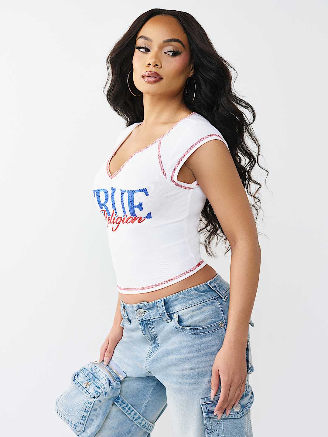 CRYSTAL RIBBED NOTCHED BABY TEE, image 4