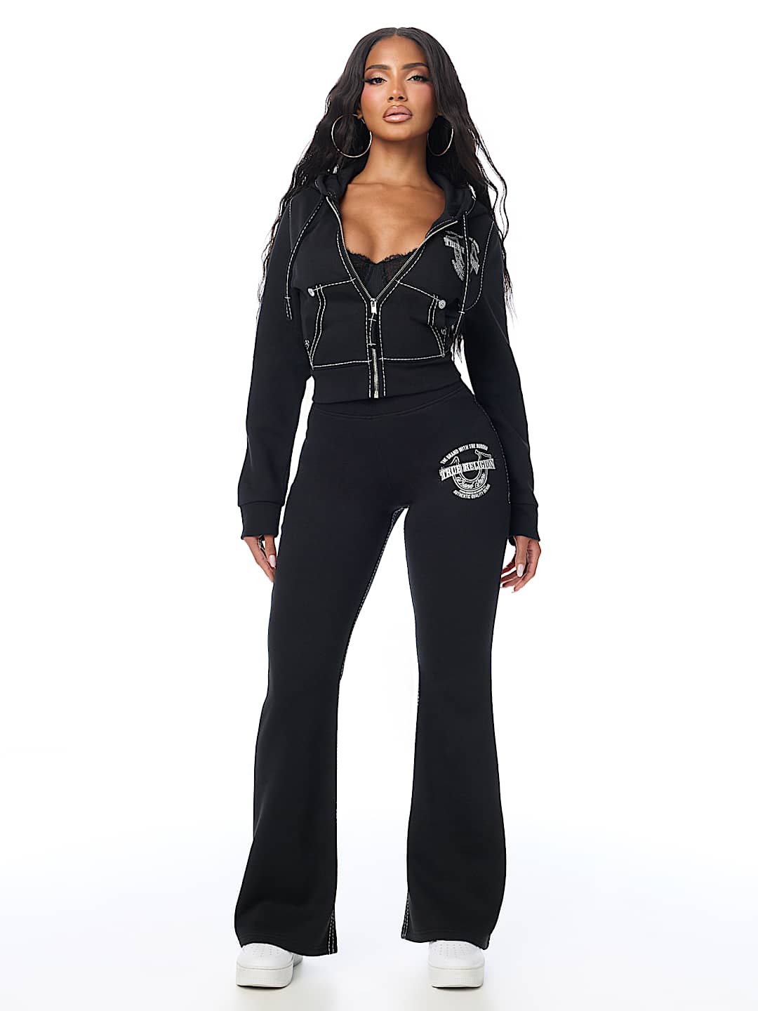 CRYSTAL MID RISE BIG T BOOTCUT SWEATPANT