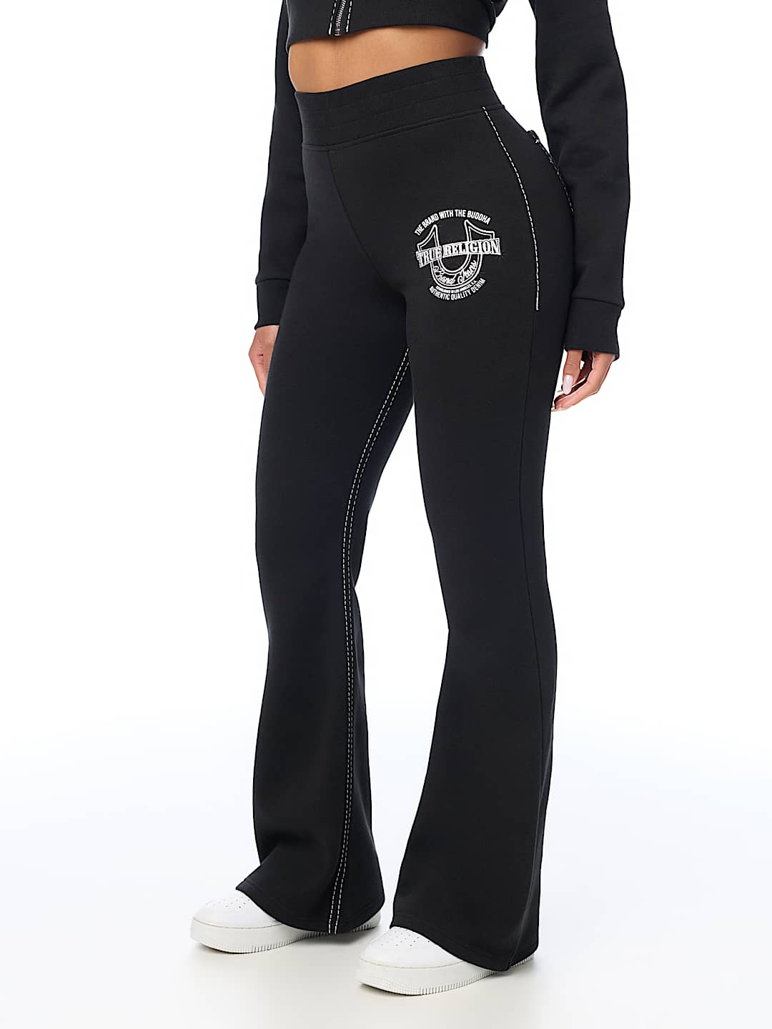 CRYSTAL MID RISE BIG T BOOTCUT SWEATPANT