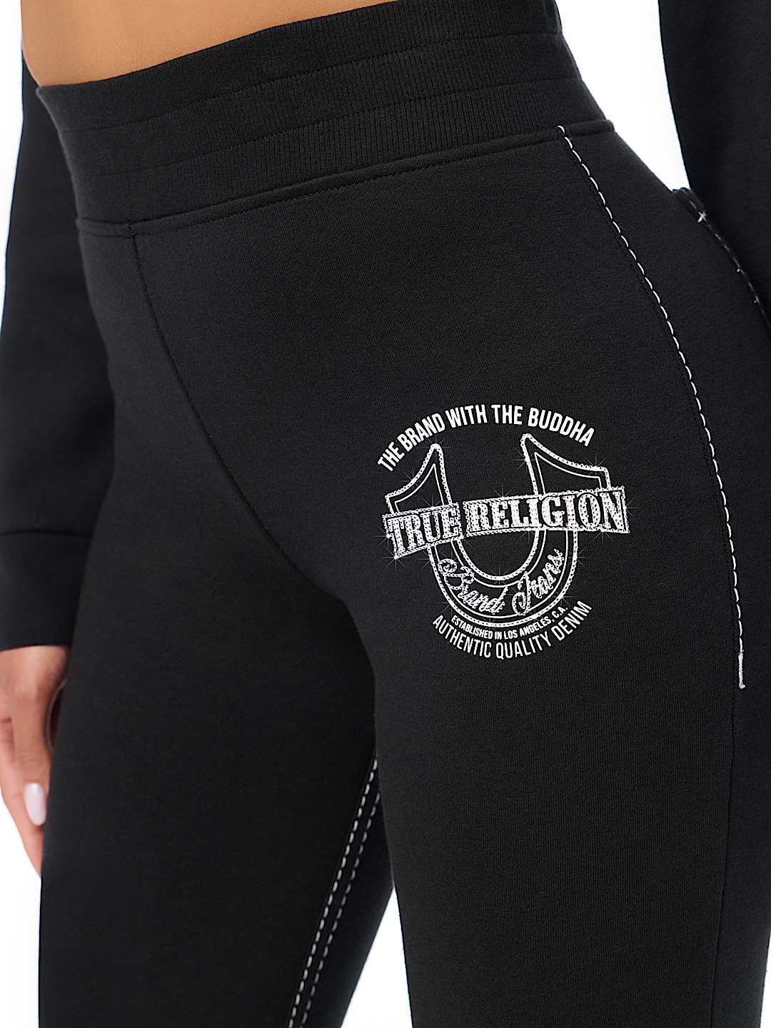 CRYSTAL MID RISE BIG T BOOTCUT SWEATPANT