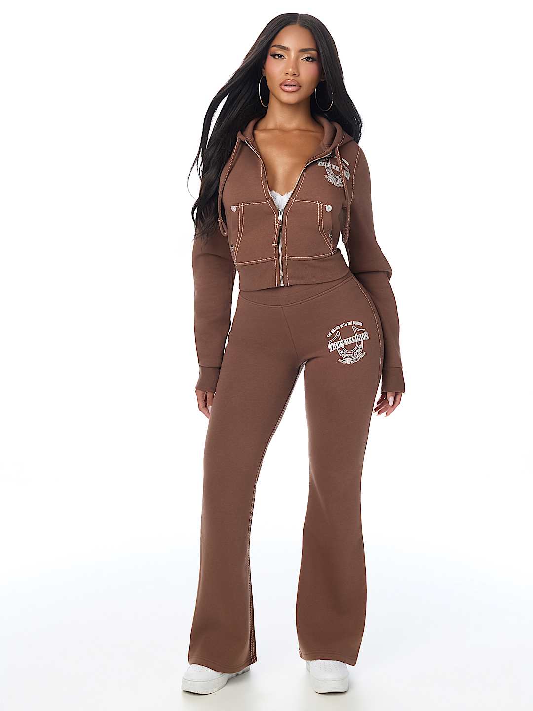 CRYSTAL MID RISE BIG T BOOTCUT SWEATPANT