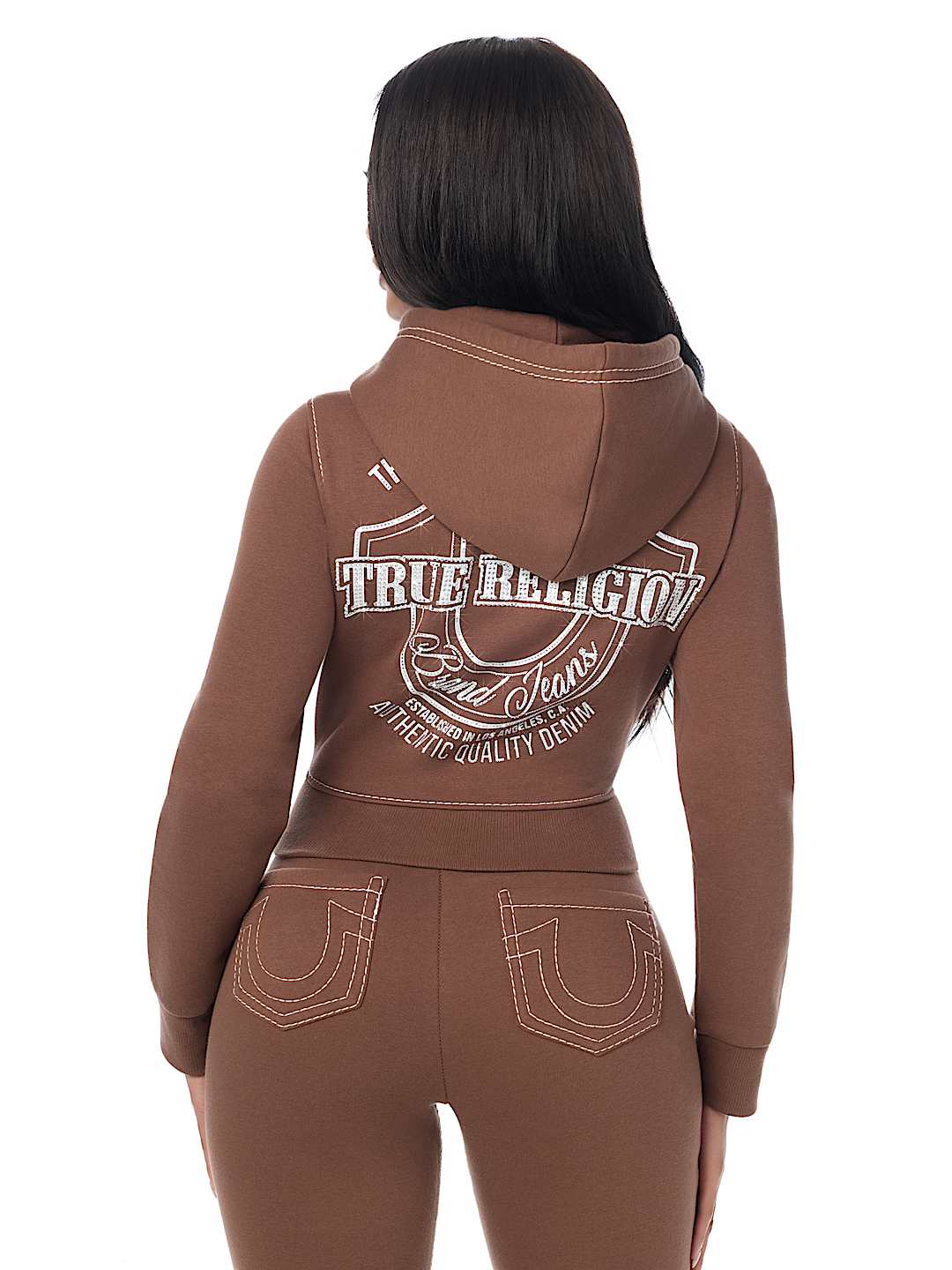 BIG T CRYSTAL HORSESHOE SHRUNKEN ZIP HOODIE