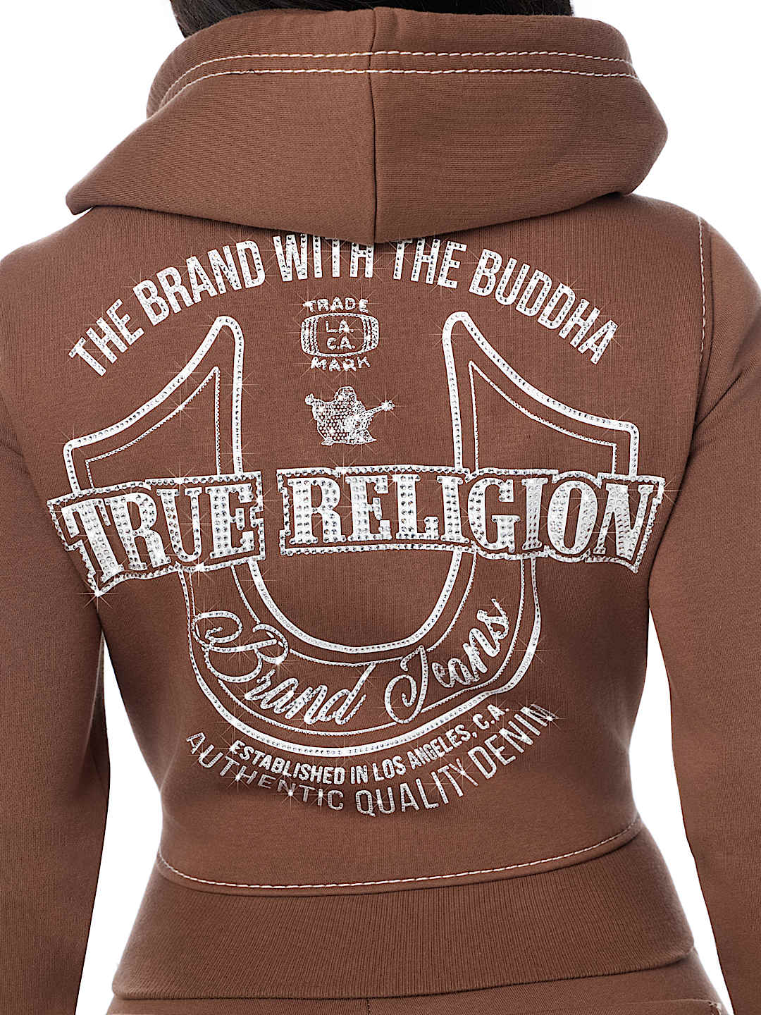 BIG T CRYSTAL HORSESHOE SHRUNKEN ZIP HOODIE