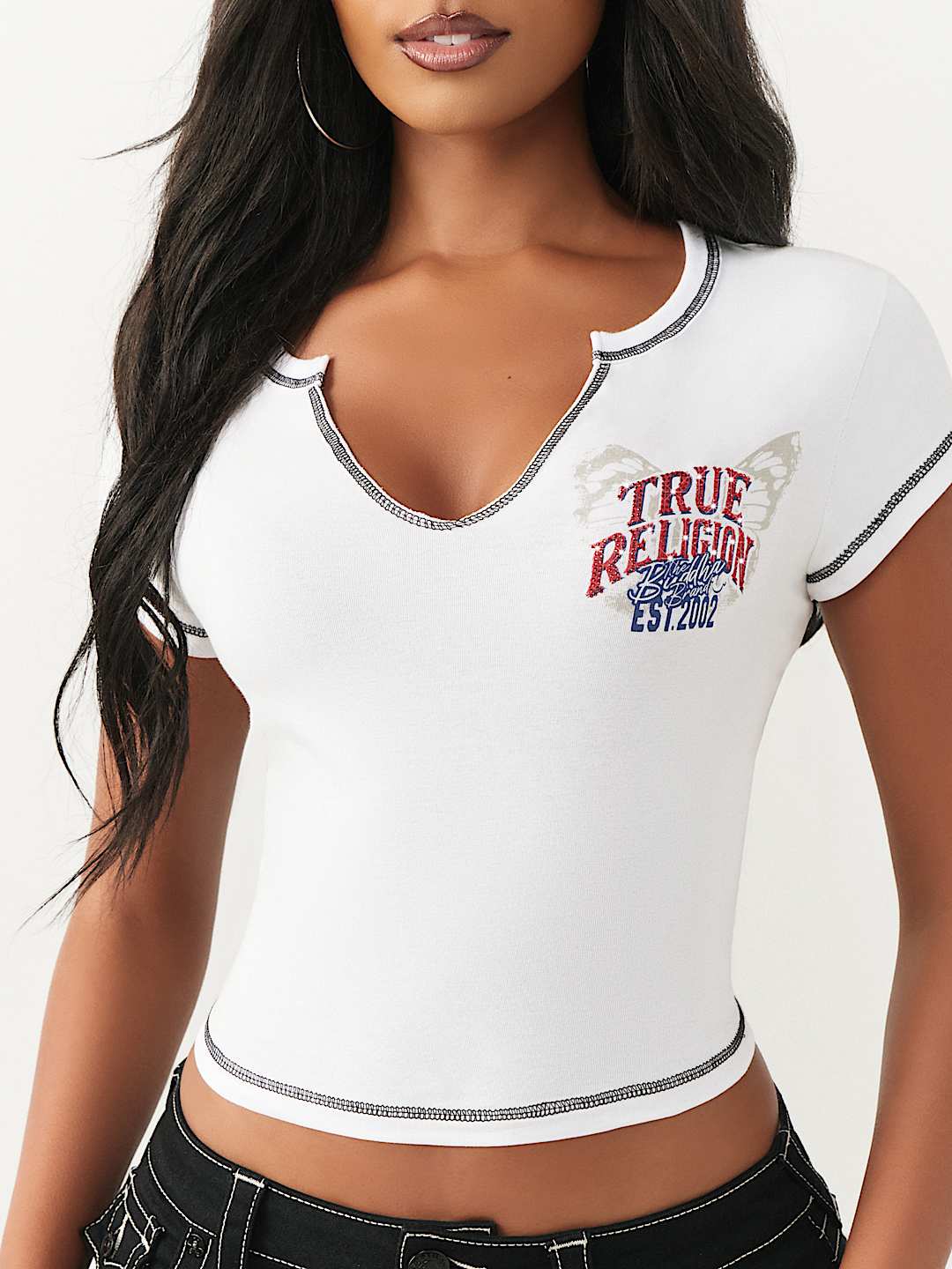 CRYSTAL WING NOTCH BABY TEE, image 2