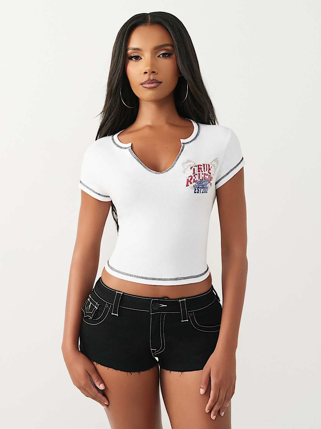 CRYSTAL WING NOTCH BABY TEE, image 3