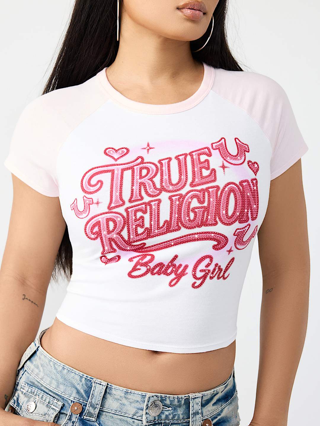 AIRBRUSH RUCHED RAGLAN BABY TEE, image 1