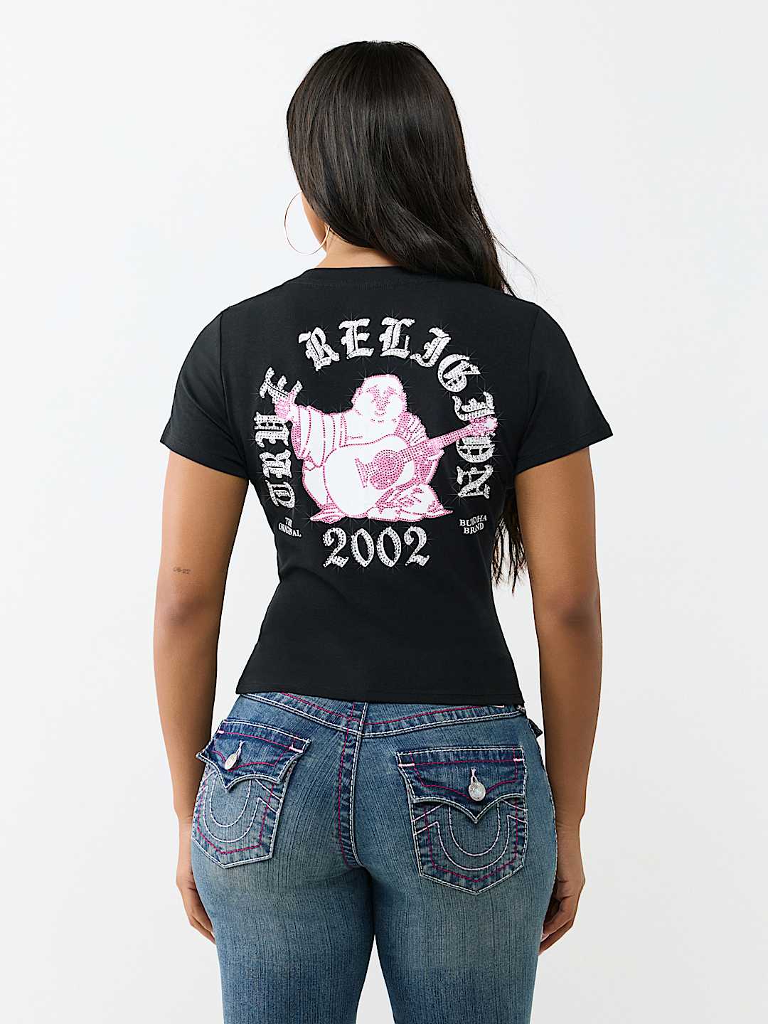 CRYSTAL LOW PLUNGE V-NECK TEE, image 5