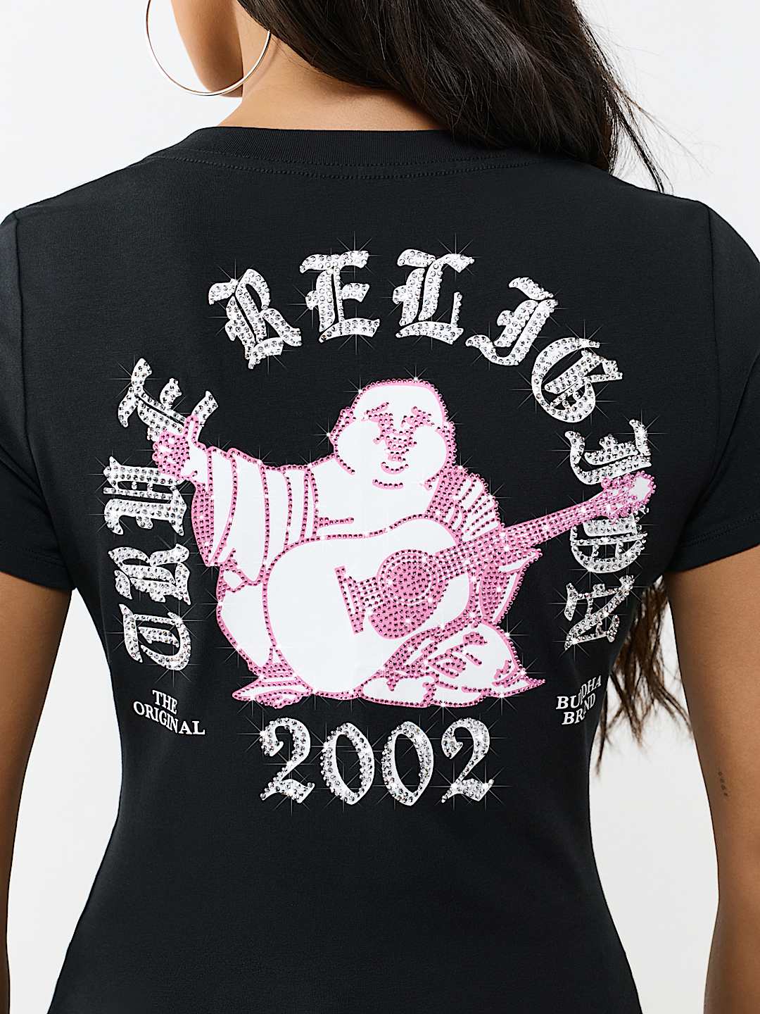 CRYSTAL LOW PLUNGE V-NECK TEE, image 1
