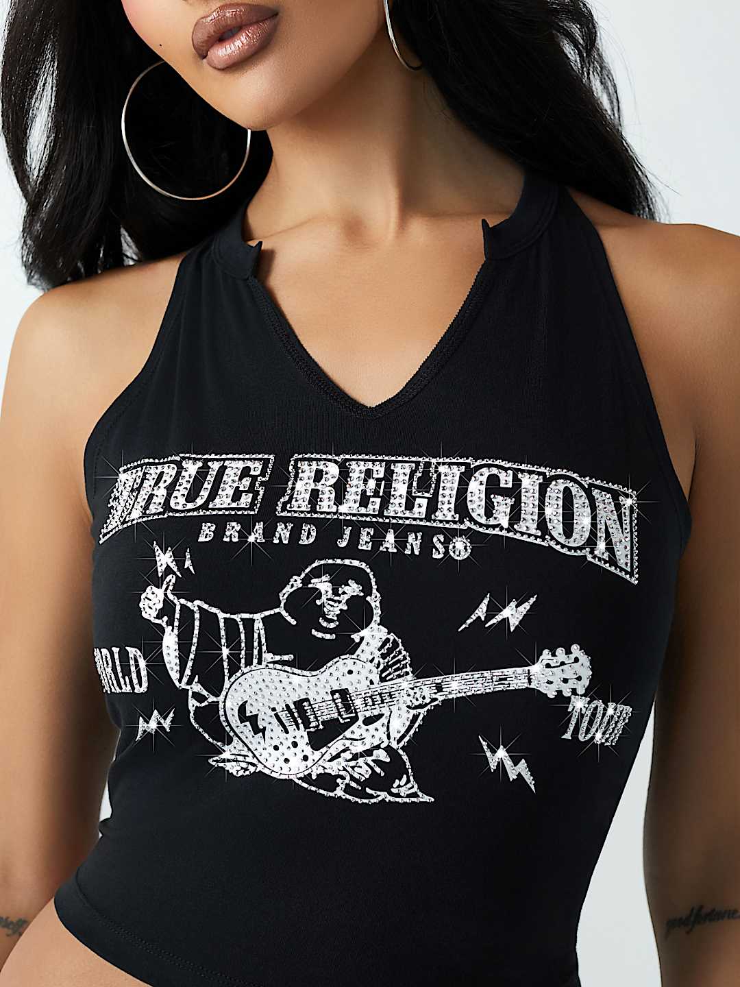 Женский топ true religion rock buddha с халтер-вырезом, черный